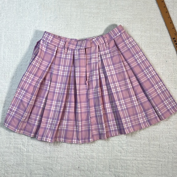 Sweet Society pink purple plaid pleated mini skirt from Hot Topic M - Picture 5 of 7